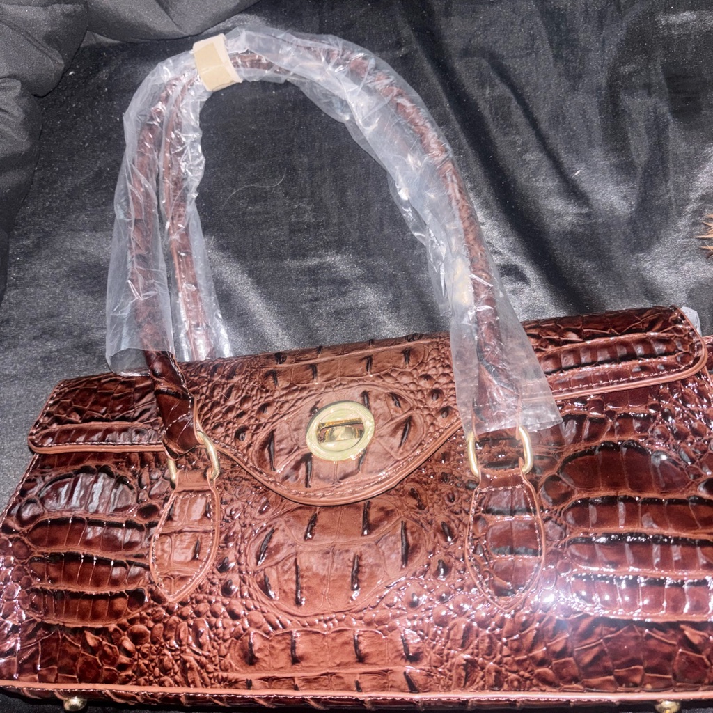Brown Crocodile Pattern Handbag